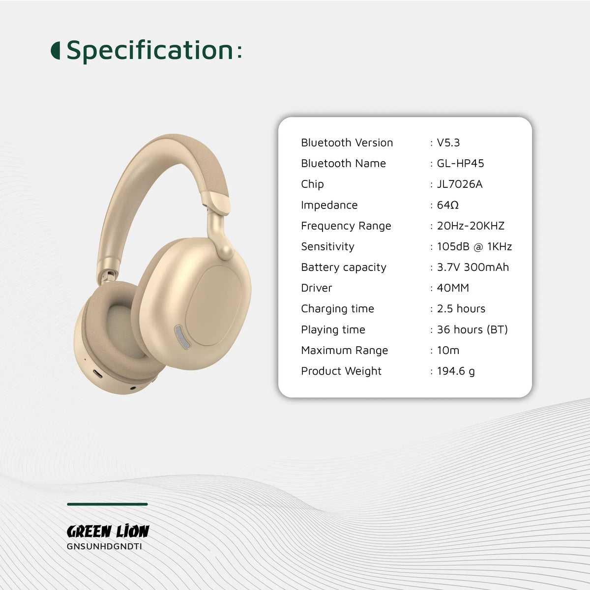 Green Lion Sunstone Wireless Headphone Desert Titanium – image 10
