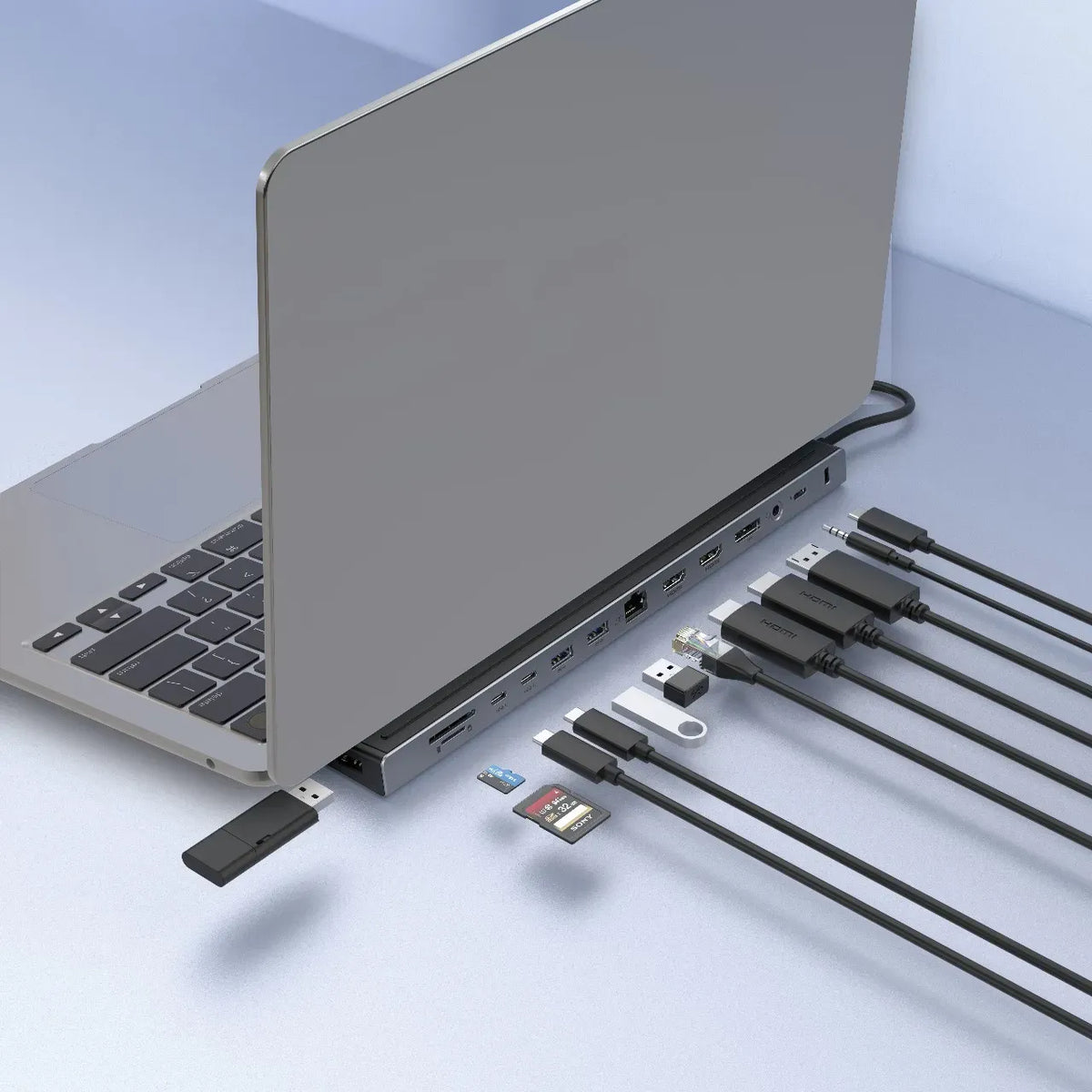 Powerology Nexis 13 in 1 Multi Display USB C Hub Laptop Stand Black – image 7