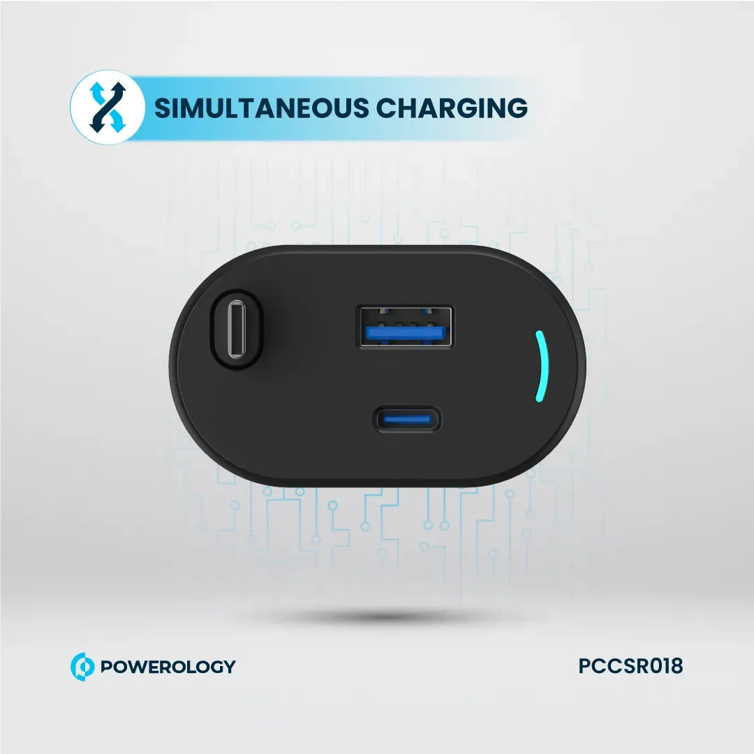 Powerology Type C Retractable Car Charger 70w Black – image 2