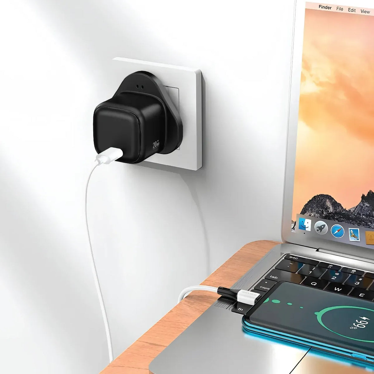 Green Lion NEXIOSingle Port Wall Charger UKPlug 20 W 1 C CTo C - Black – image 3
