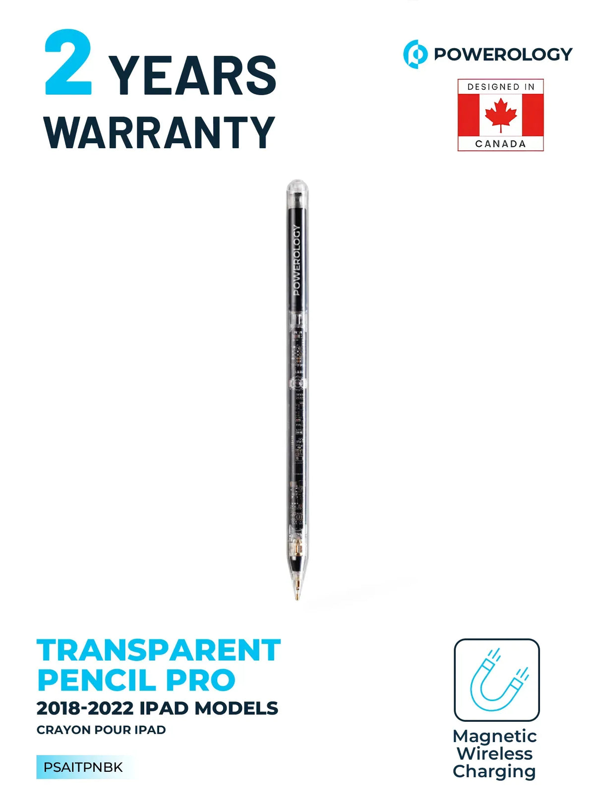 Powerology Transparent Pencil Pro 2018-2022 i Pad Models - Black – image 3