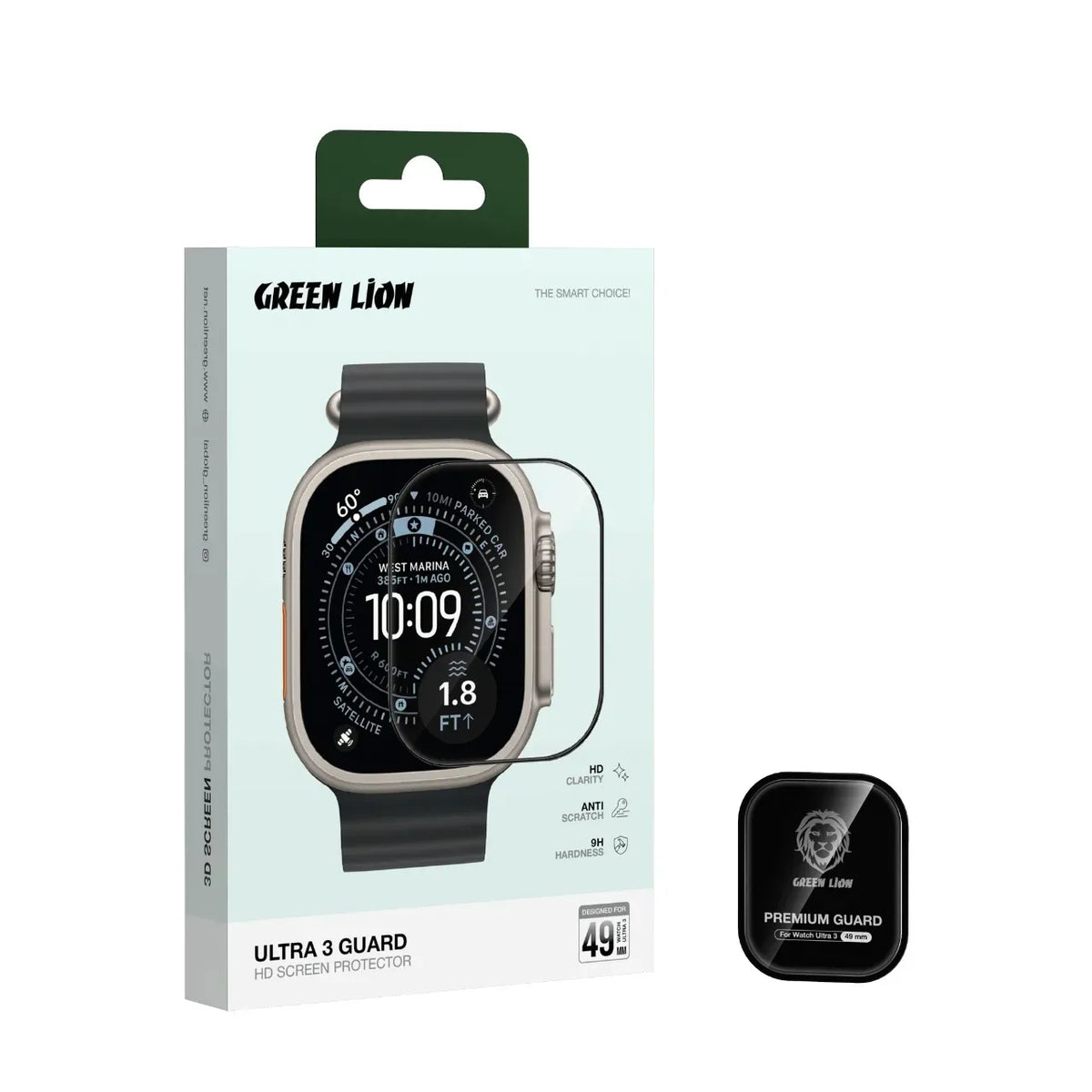 Green Lion Ultra 3 Guard HD Screen Protector for Apple Watch 49mm Clear – image 2