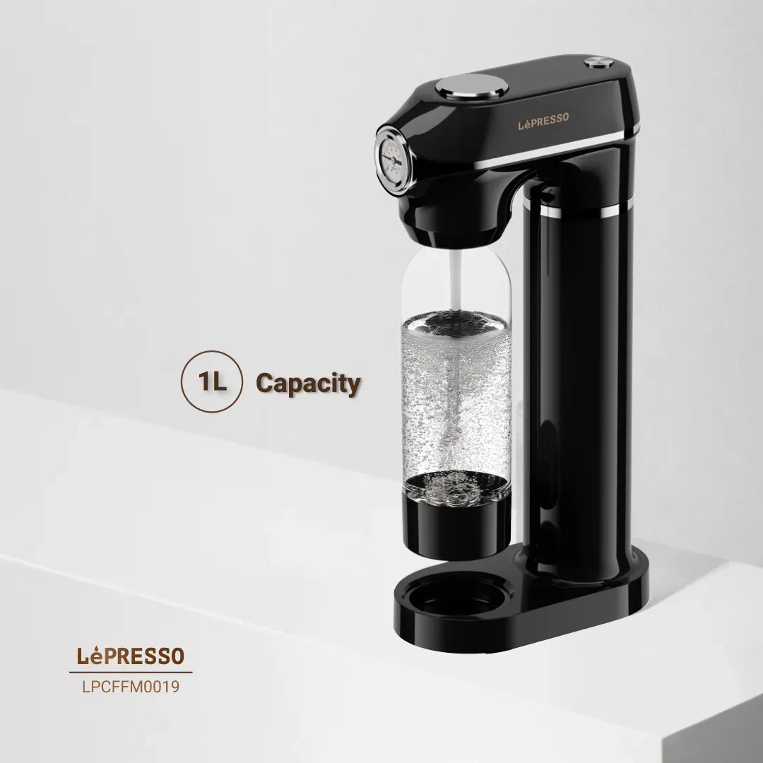 LePresso Carbonator Instant Sparkling Water with Pressure Gauge Efficient Carbonation Black – image 3