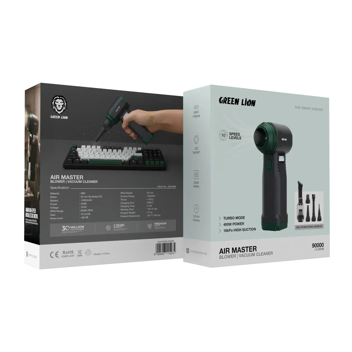 Green AIRMASTERBlower& Vacuum Cleaner 90000 RPM - Black – image 13