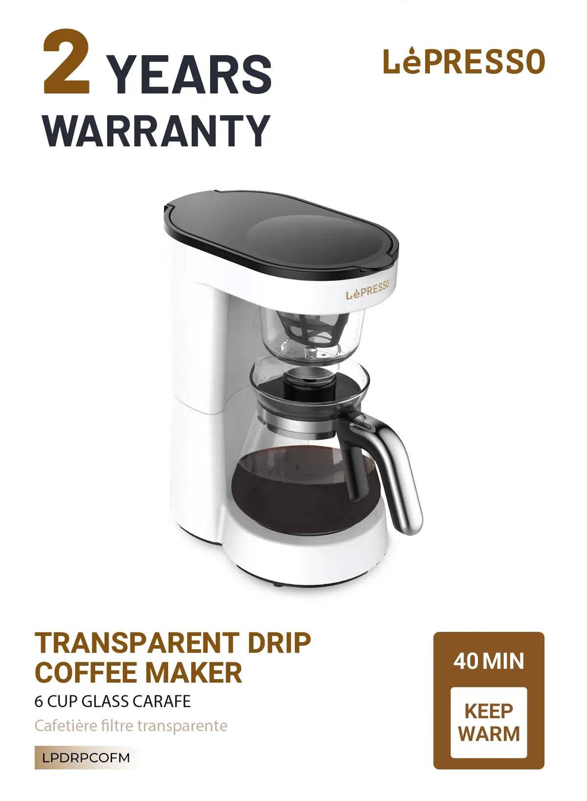 LePresso Drip Coffee Machine Bs Plug 0 75l White – image 12