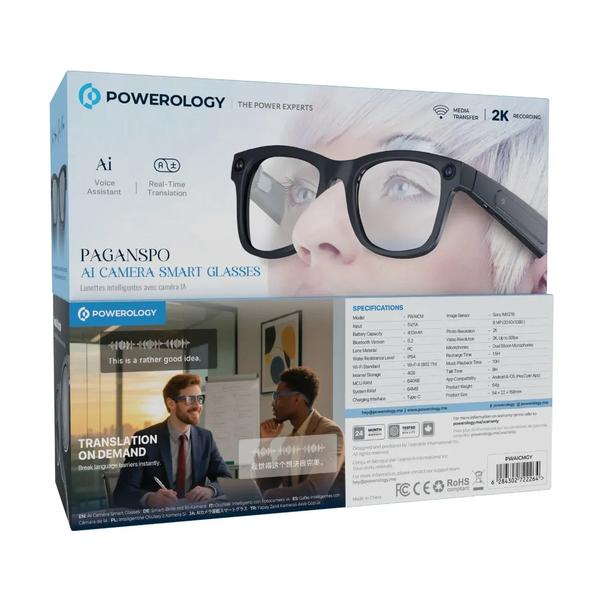 Powerology Paganspo Ai Camera Smart Glasses Gray – image 4