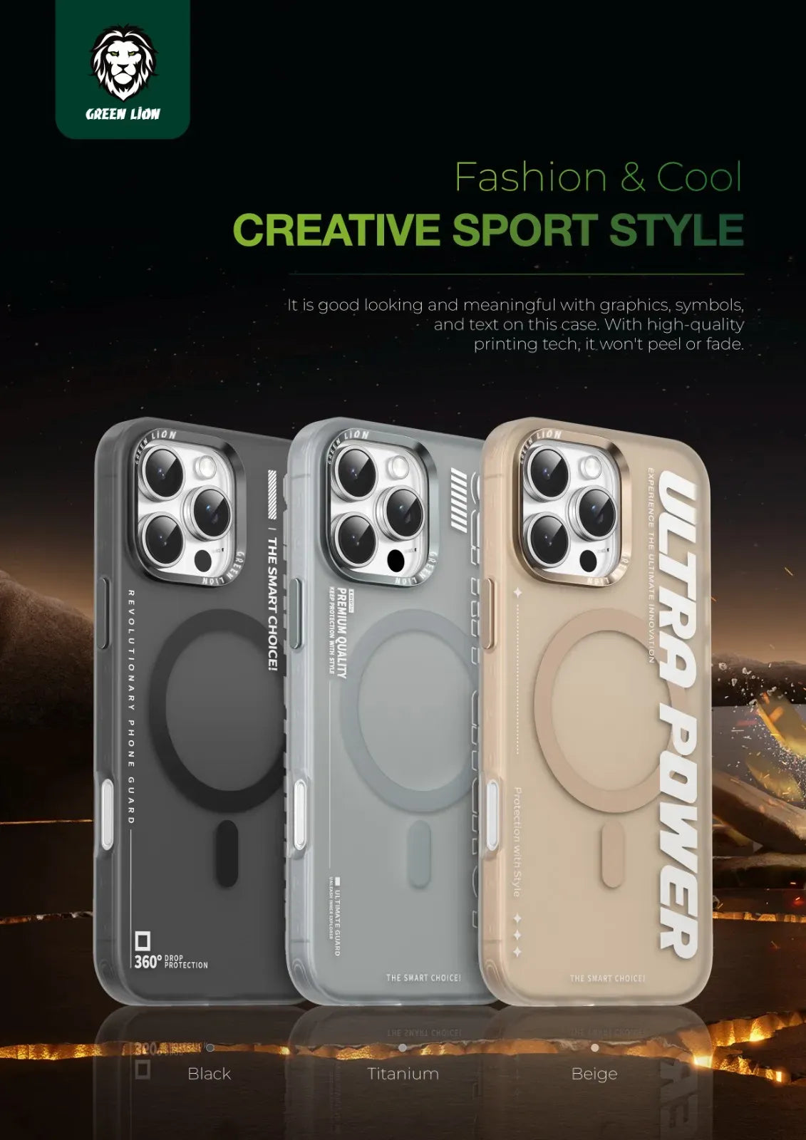 Green Lion Ultra Mag Safe Case - BlackTitanium