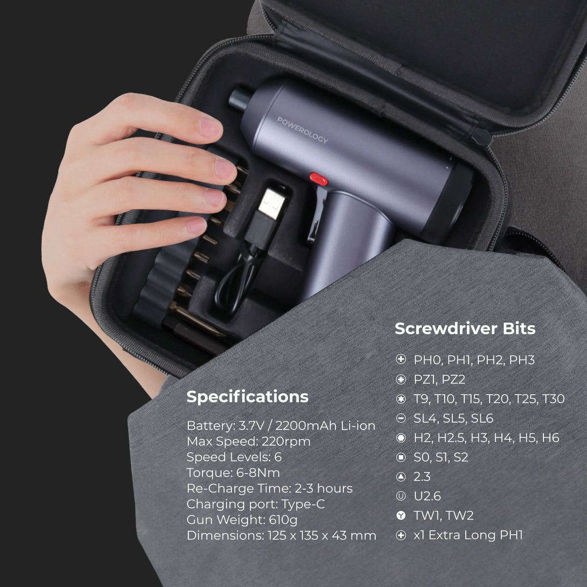 Powerology 30 Bits Electric Screwdriver Gun – image 2