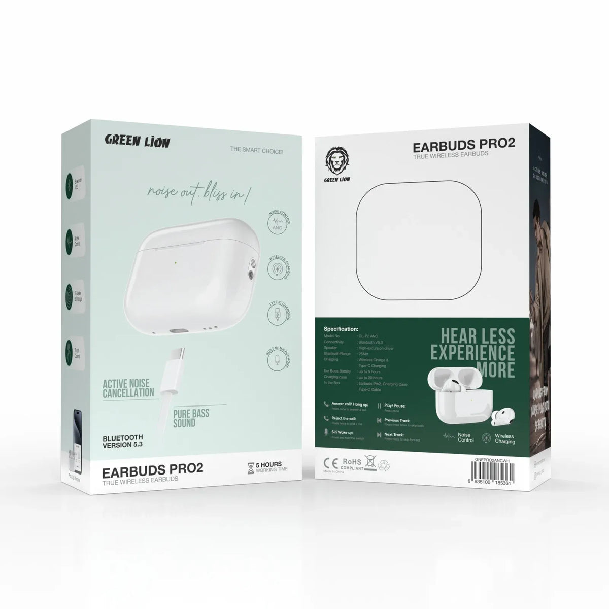 Green Lion Earbuds Pro2 with Active Noise Cancellation White – image 5