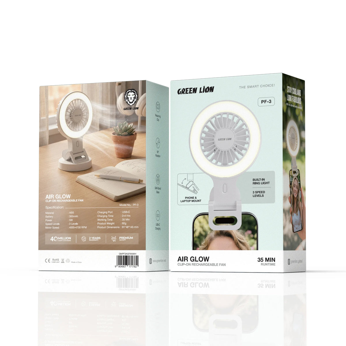 Green Lion AIRGLOW Clip-On Rechargeable Fan - White – image 6