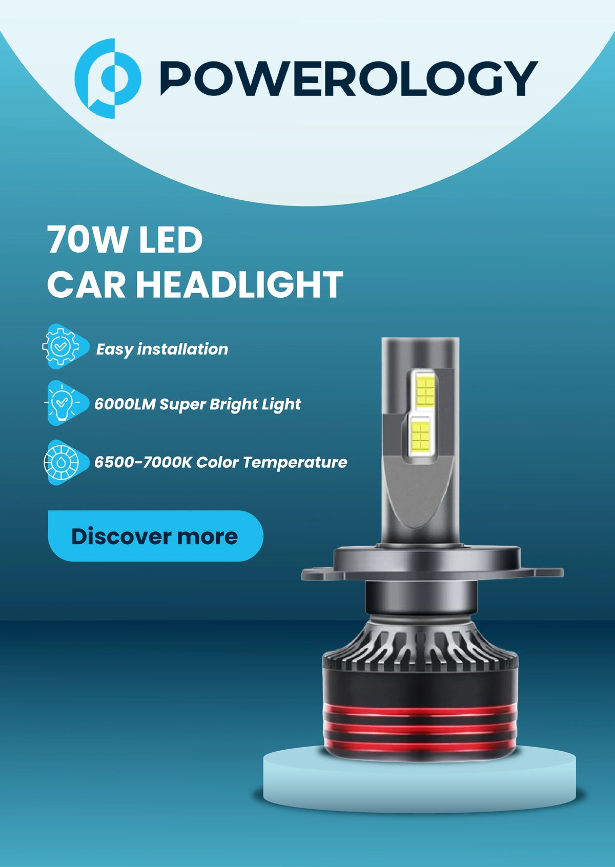 Powerology 70w LED Car Headlight H4 – image 1