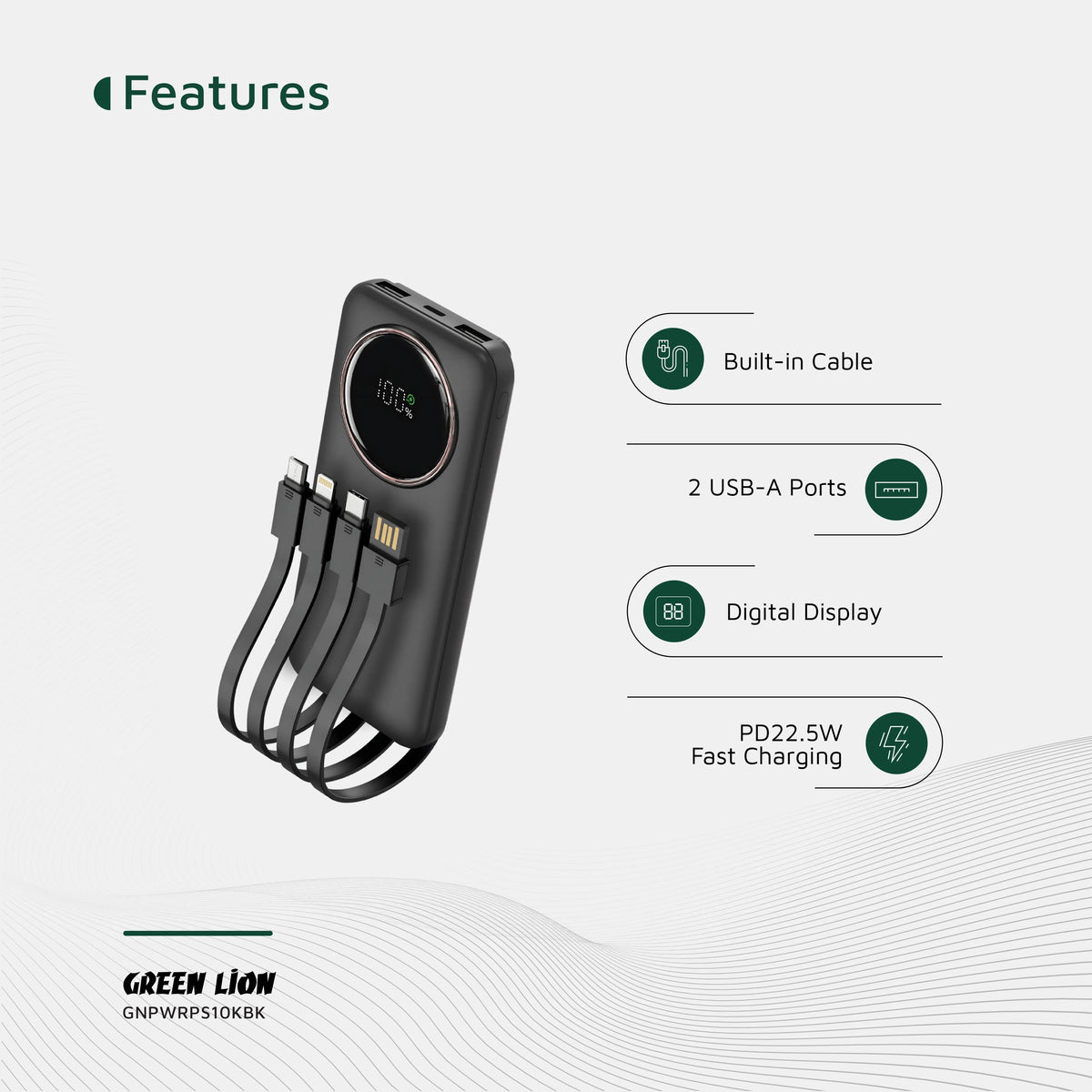 Green Lion Power Pulse 10000mAh Power Bank Black – image 10