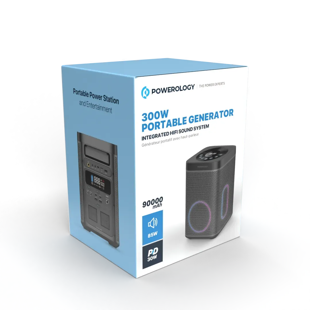Powerology 300w Portable Generator Integrated Hi Fi Sound System Black – image 3