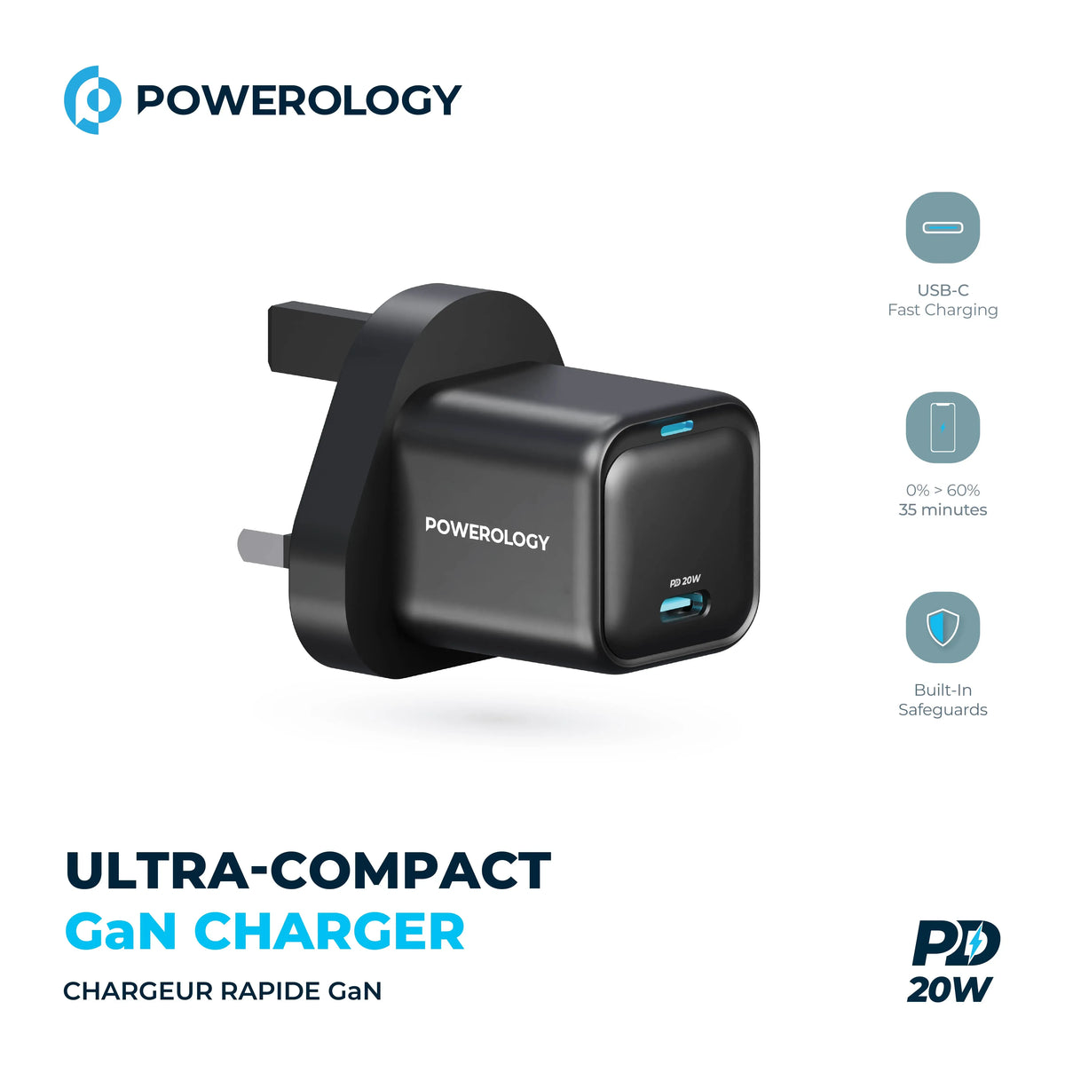 Powerology Ultra Compact Gan Charger Black – image 7