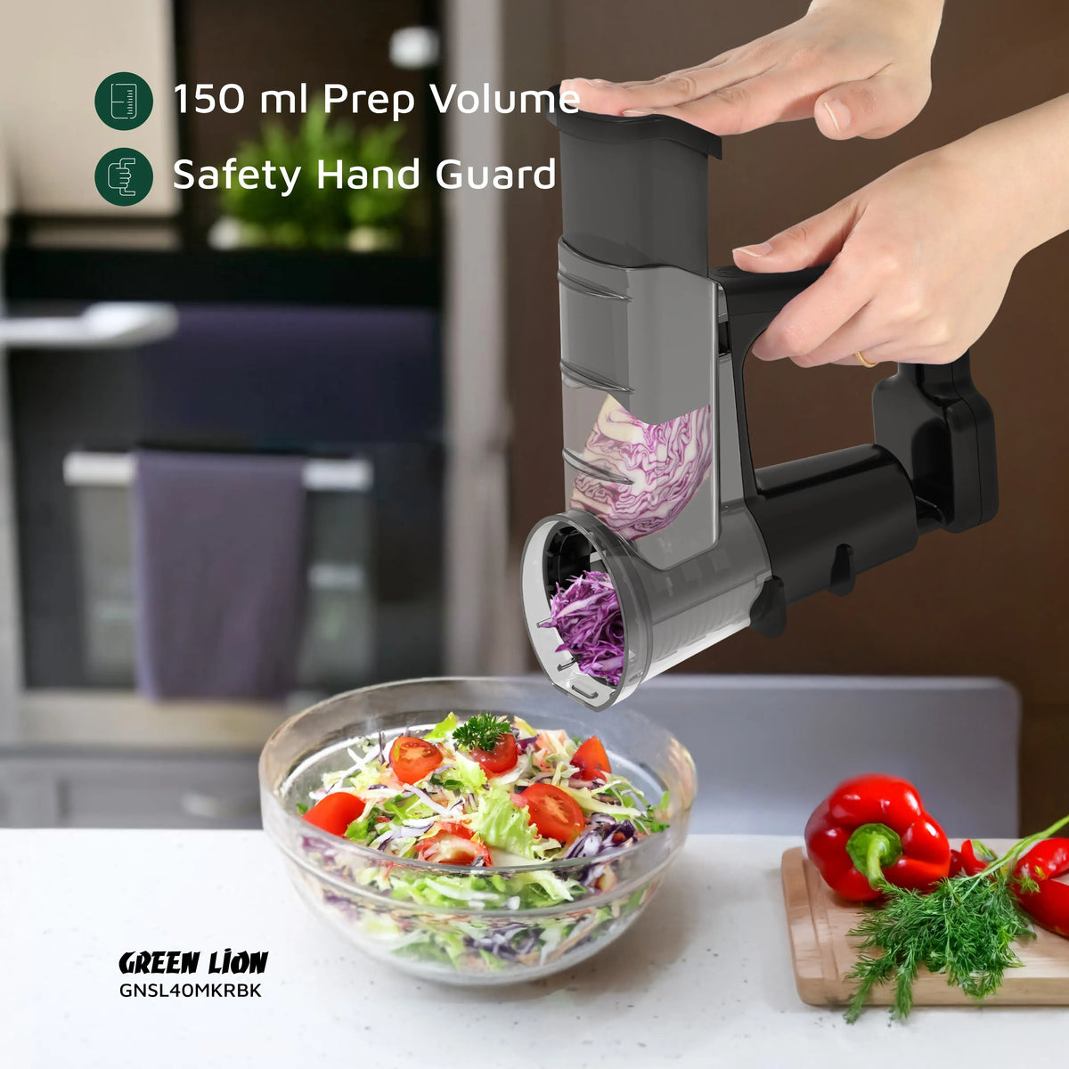 Green Lion Salad Maker Slicing Chopping Shredding Black – image 3