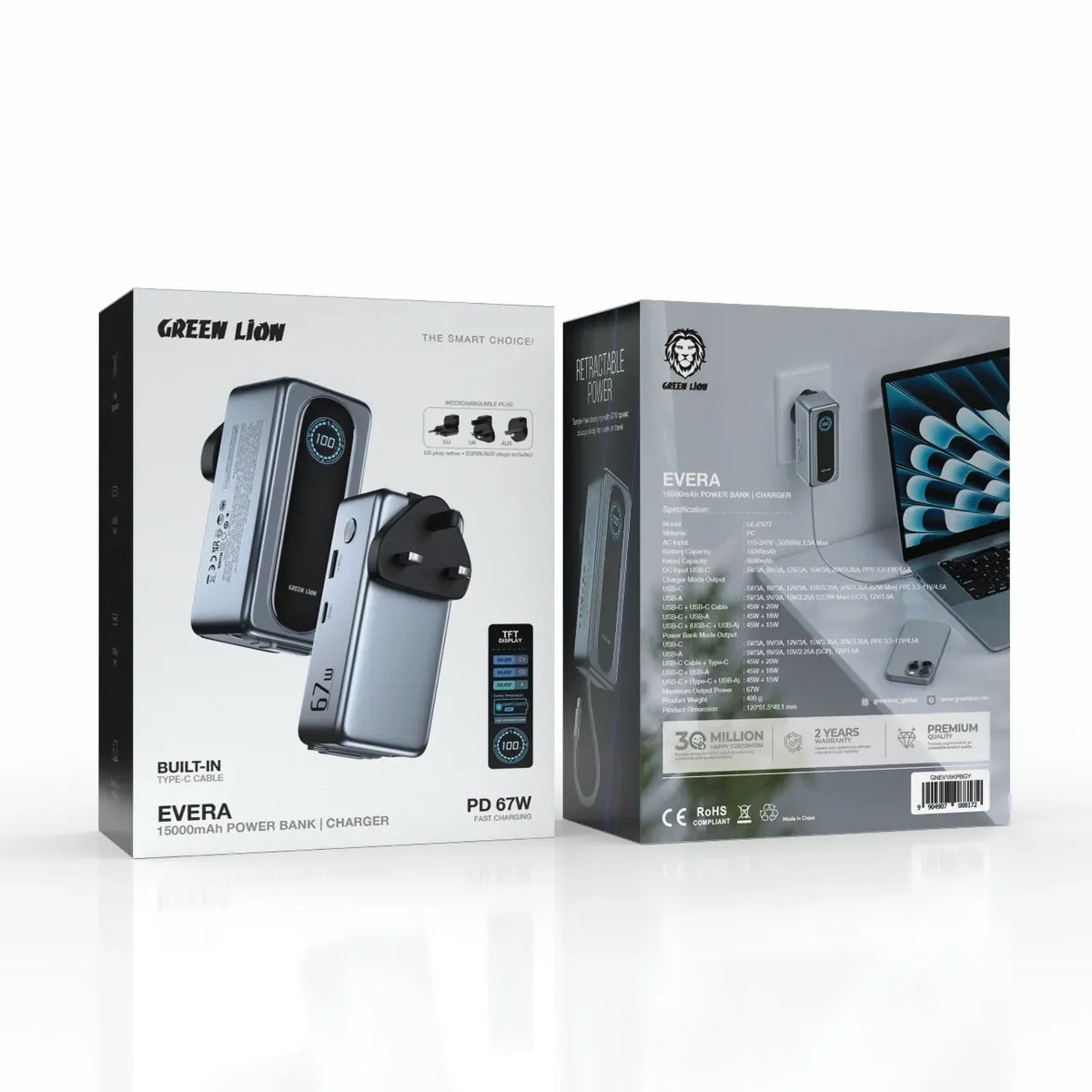 Green Lion Evera 15000mAh Power Bank Charger Gray – image 3