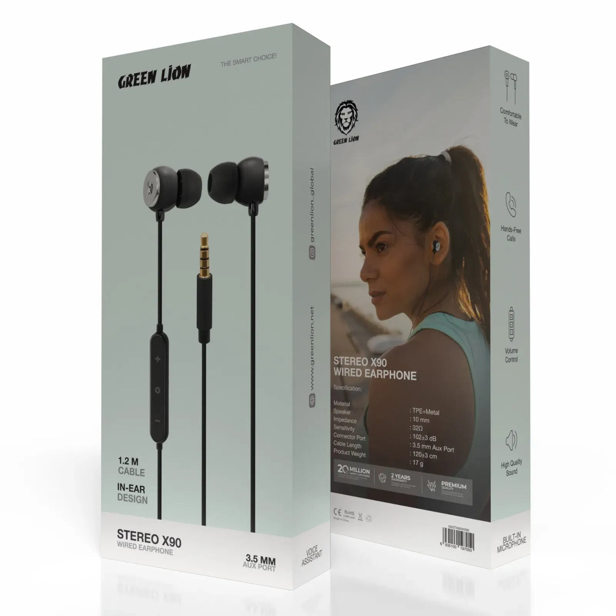 Green Lion Stereo X 903.5 mm Wired Earphone - Black
