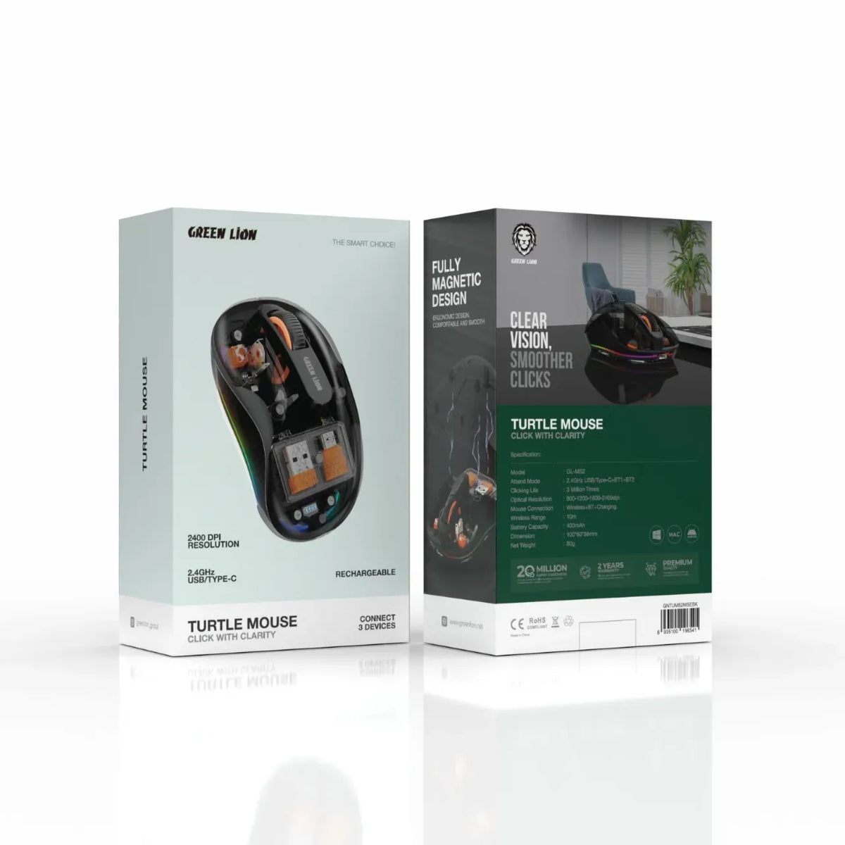 Green Lion Turtle Mouse - Black