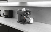 LePresso Retro Espresso Machine Boiler Gauge And Milk Steamer - Black