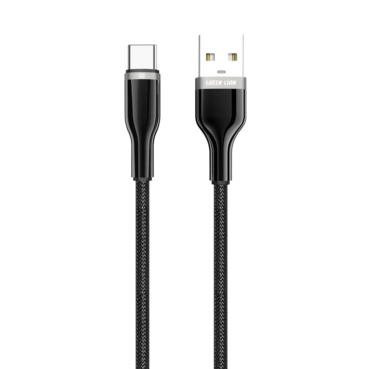 Green Lion USB A to USB C Zinc Alloy Braided Cable Black – image 2
