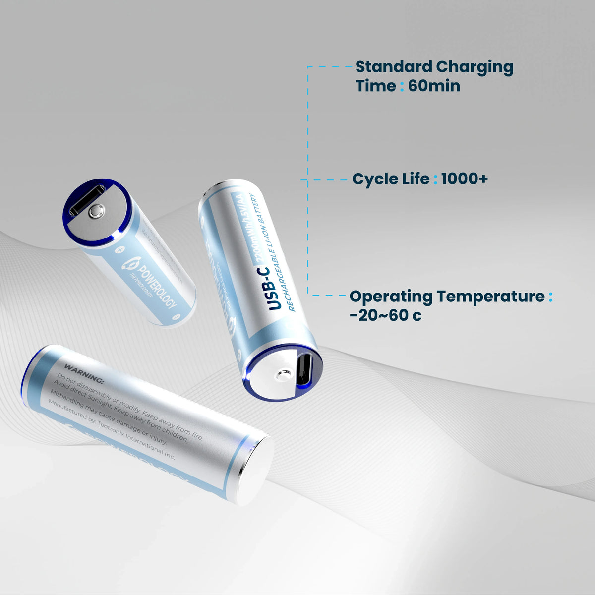 Powerology 1 5v Type C Rechargeable Lithium Ion Battery Aa Battery 2200mwh 4pcs Per Pack – image 12