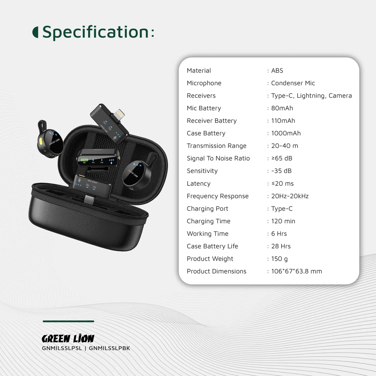 Green Lion Gm 85x 3 in 1 Wireless Microphone Black – image 6