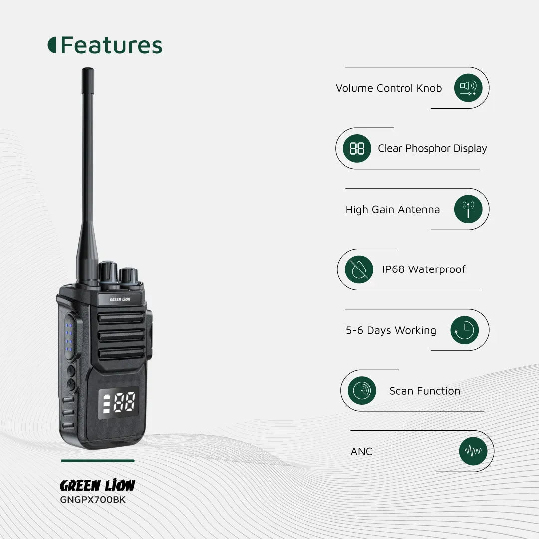 Green Lion Gpx700 Walkie Talkie Black – image 11