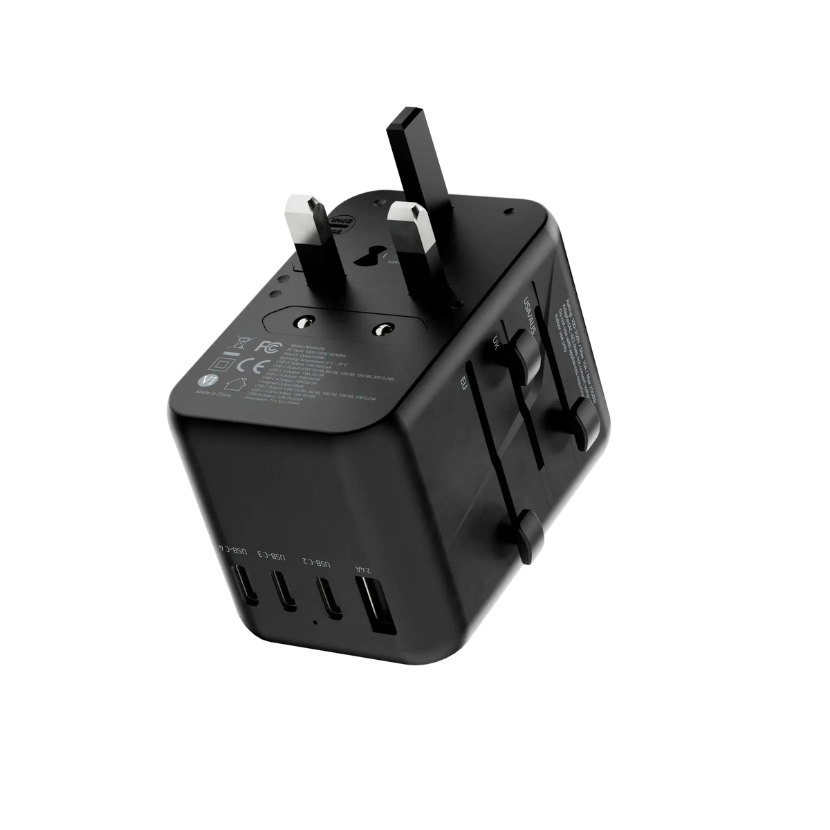 Powerology Universal Multi-Port Travel Adapter With 4 Type-C - Grey – image 2