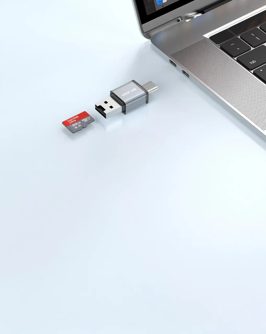 Green Lion 2 in 1 Card Reader with Micro Sd Cards Support Gray – image 3