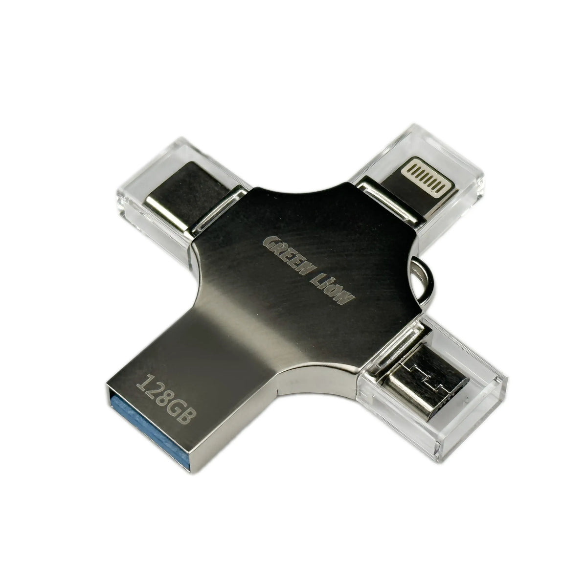 Green Lion 4 in 1 USB Flash Drive 128gb Silver – image 5