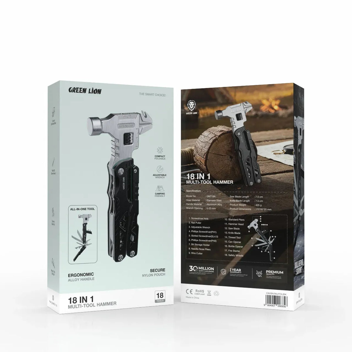 Green Lion 18 in 1 Multi Tool Hammer Black – image 3