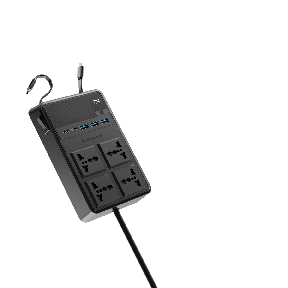 Powerology 2500w 4 AC Power Strip with Built in Retractable Cables Black – image 19