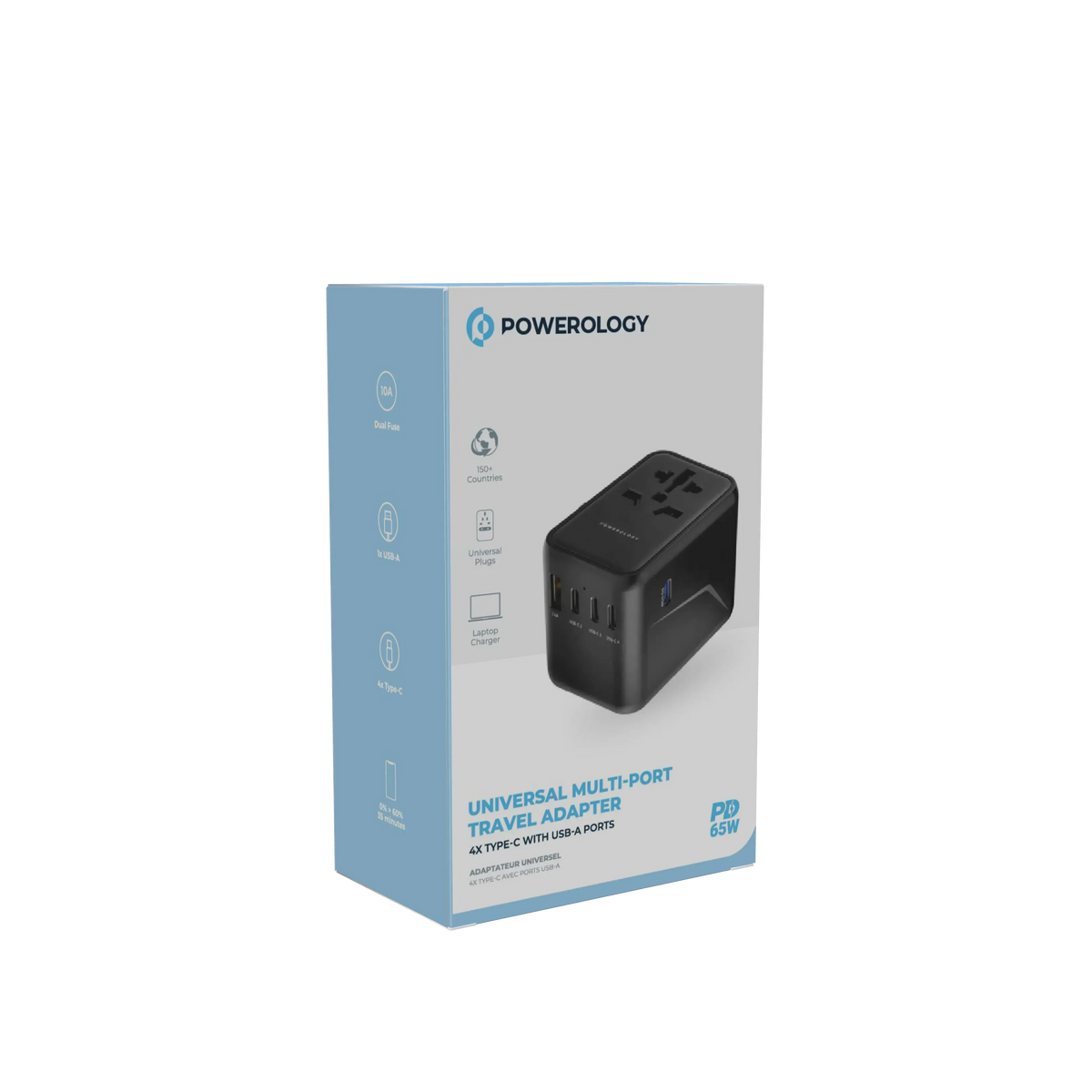 Powerology Universal Multi-Port Travel Adapter With 4 Type-C - Grey – image 7