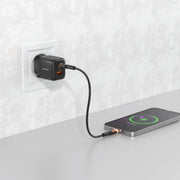 Green Lion Ultra Compact Ga NWall Charger EUPin A+CPD 20 W+QC 3.0 - Black