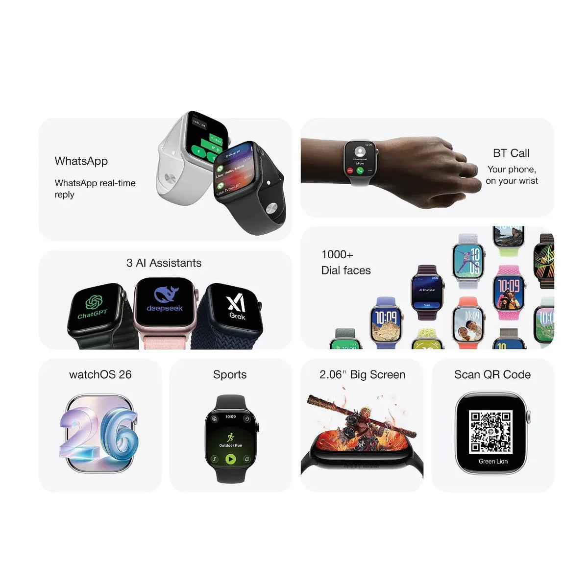 Green Lion Flex 46-2.06''IPS Smart Watch - Black – image 2