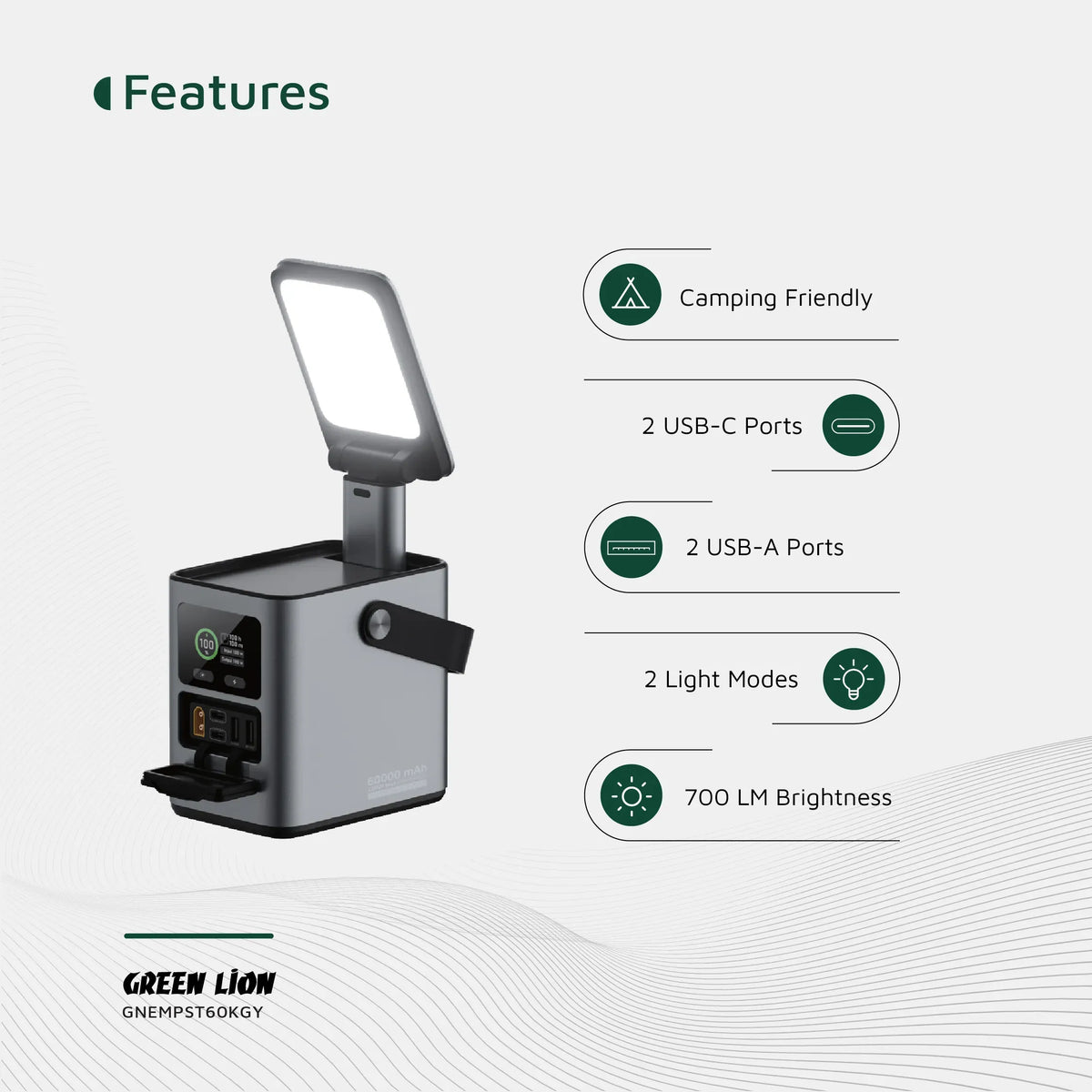 Green Lion Energy Max 60000mAh Power Station 230w Gray – image 8