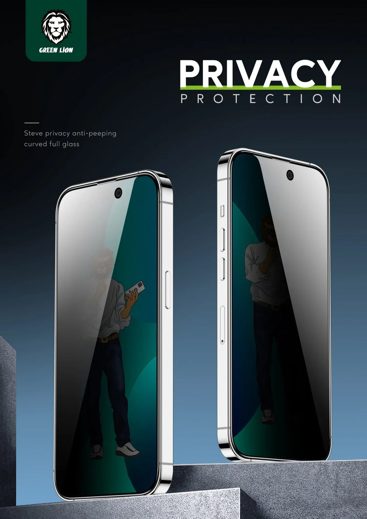Green Lion 9h Steve Privacy Full Glass Screen Protector Iphone 14 Plus – image 10