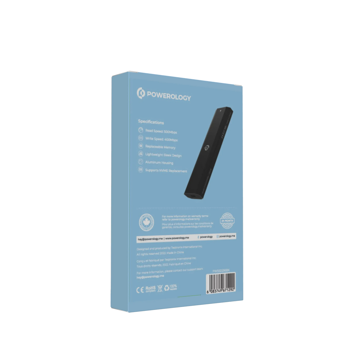 Powerology Dual Protocol Portable Ssd Drive 256gb Black – image 5