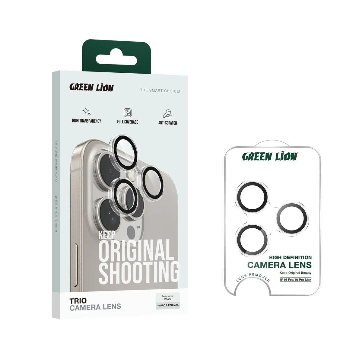 Green Lion Trio Camera Lens for Iphone 16 Pro Pro Max Clear – image 6