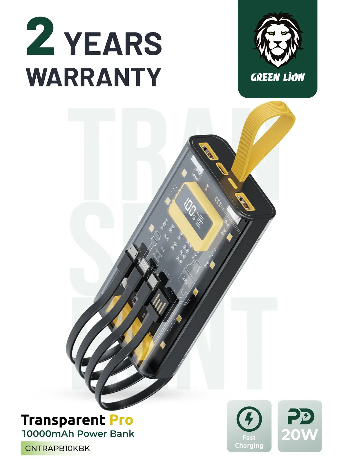 Green Lion Transparent Pro 10000mAh Power Bank Black – image 5