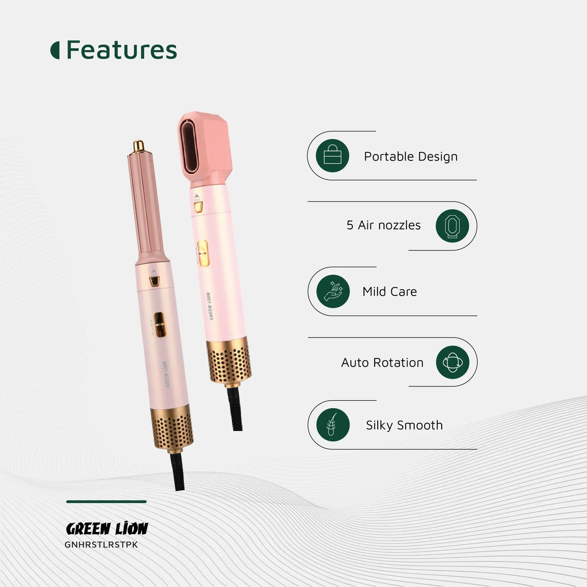 Green Lion 5 in 1 Professional Hair Styler 2 - Pink – image 8