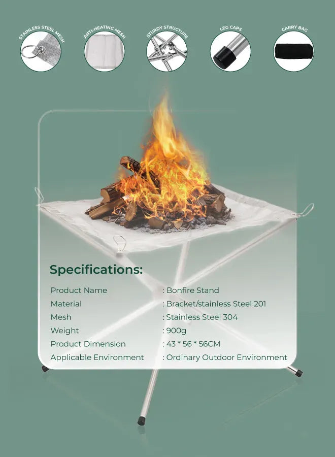 Green Lion Portable Bonfire Stainless Steel Stand – image 20
