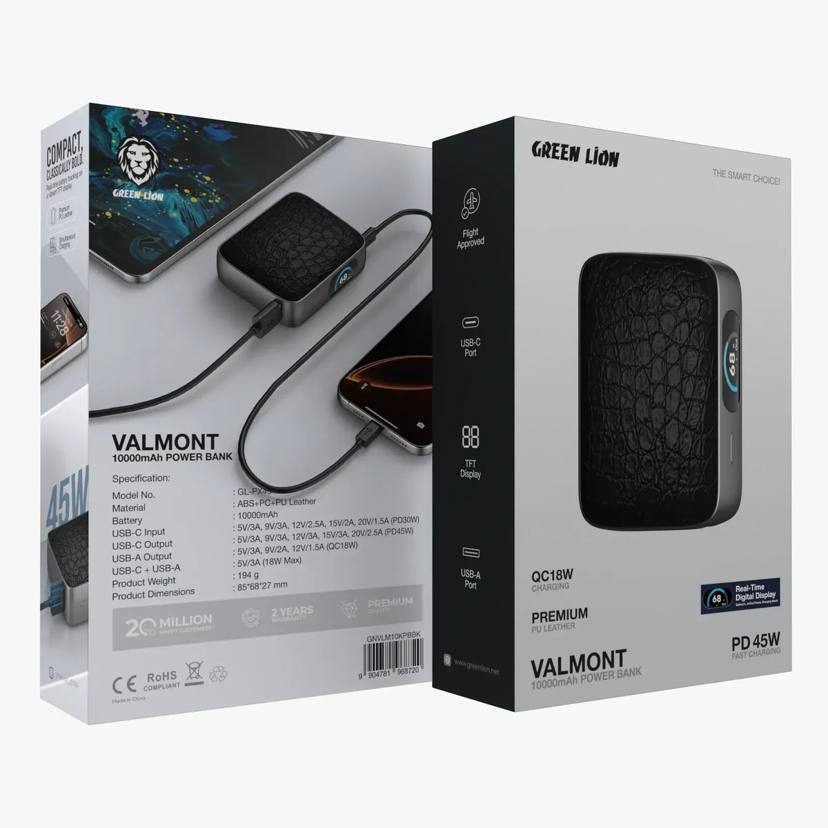 Green Lion Valmont 10000mAh Power Bank PD 45w Black – image 8