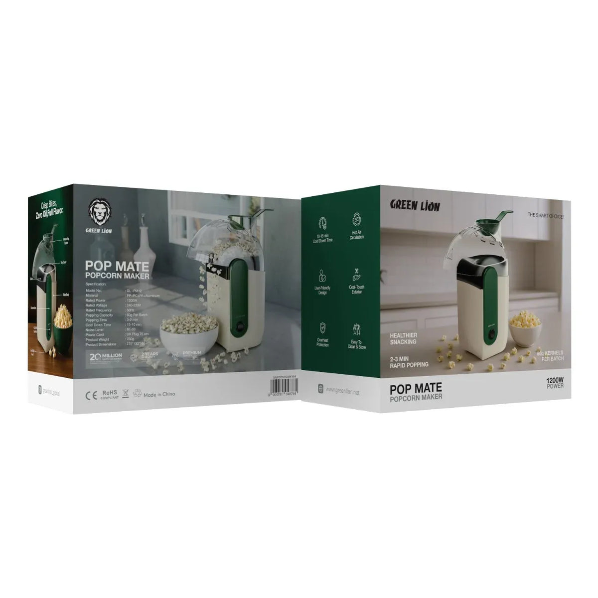 Green Lion Pop Mate Popcorn Maker 1200 W - White – image 3