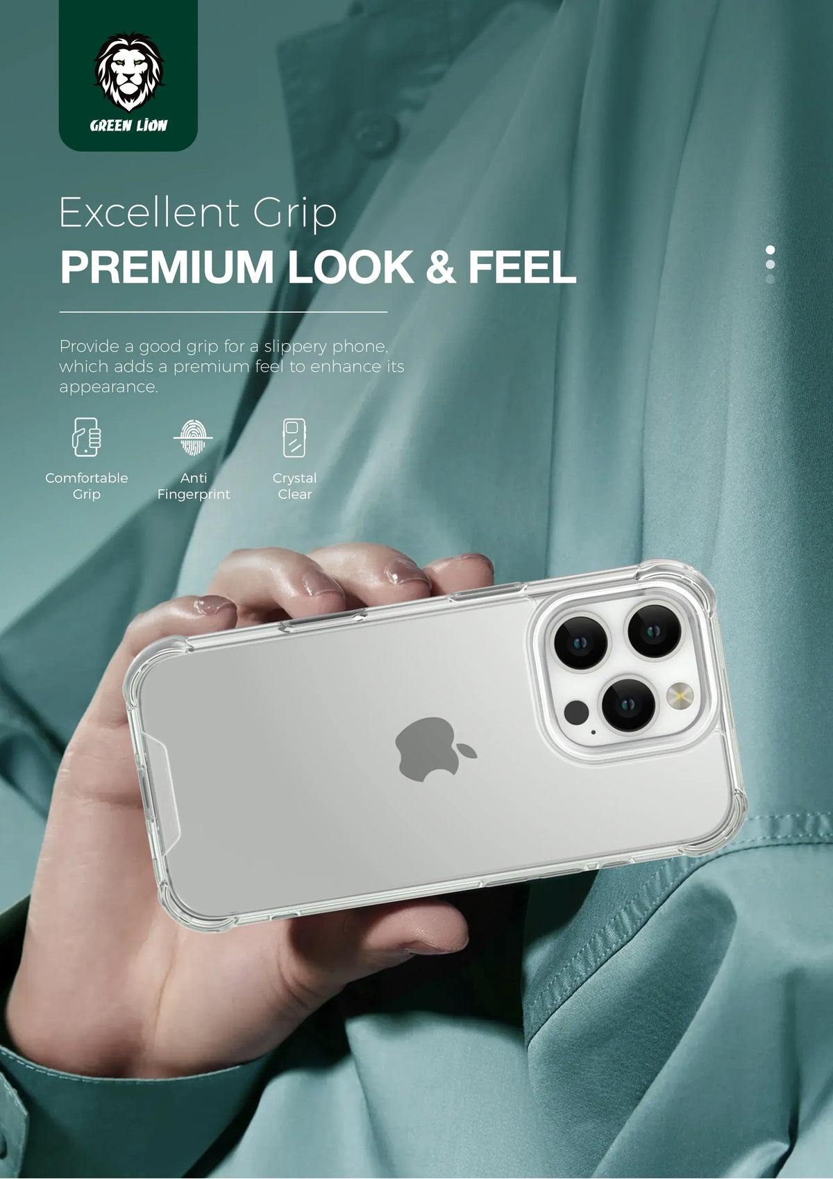 Green Lion Anti Shock Case for Iphone 16 Clear – image 4