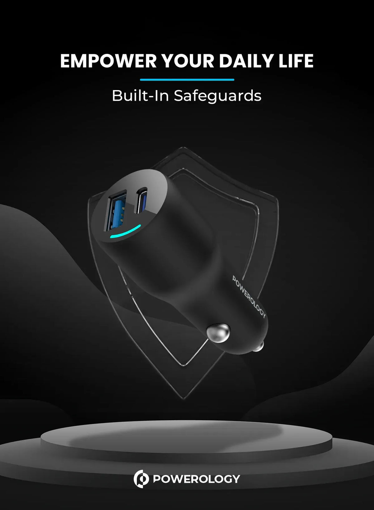 Powerology 35w PD Qc3 0 LED Dual Ports Car Charger Black – image 7