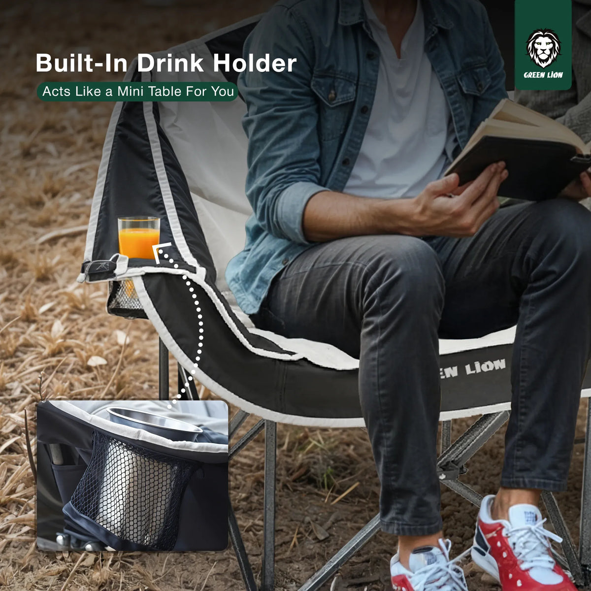 Green Lion Double Camping Chair Beige – image 18