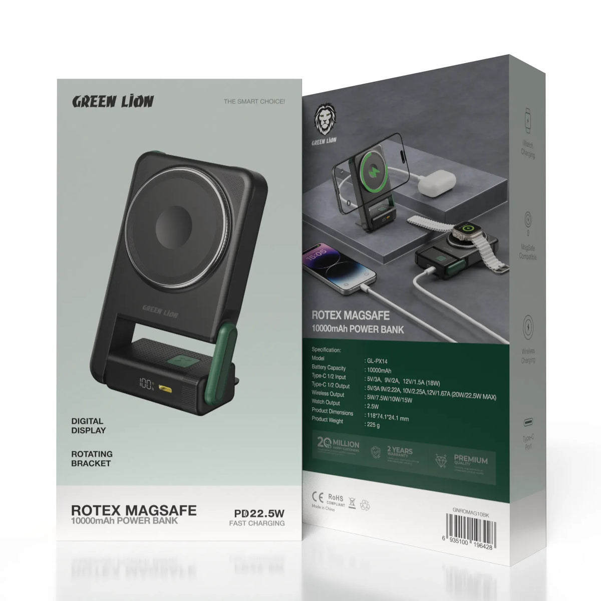 Green Lion Rotex MagSafe 10000mAh Power Bank Black – image 6