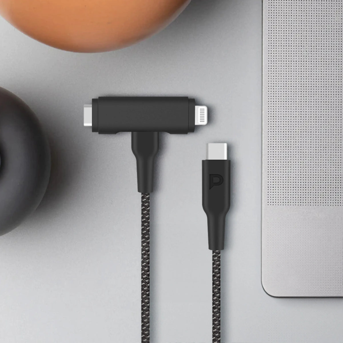 Powerology Braided USB-C to USB-C +Lightning Data&Fast Charge 1.2 m/4 ft - Black – image 9