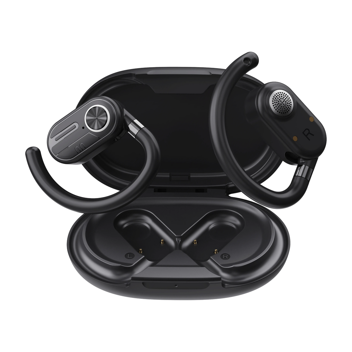 Powerology Enc Tws Air Conduction Earbuds and Charging Case with Display 40mah8 Black – image 13